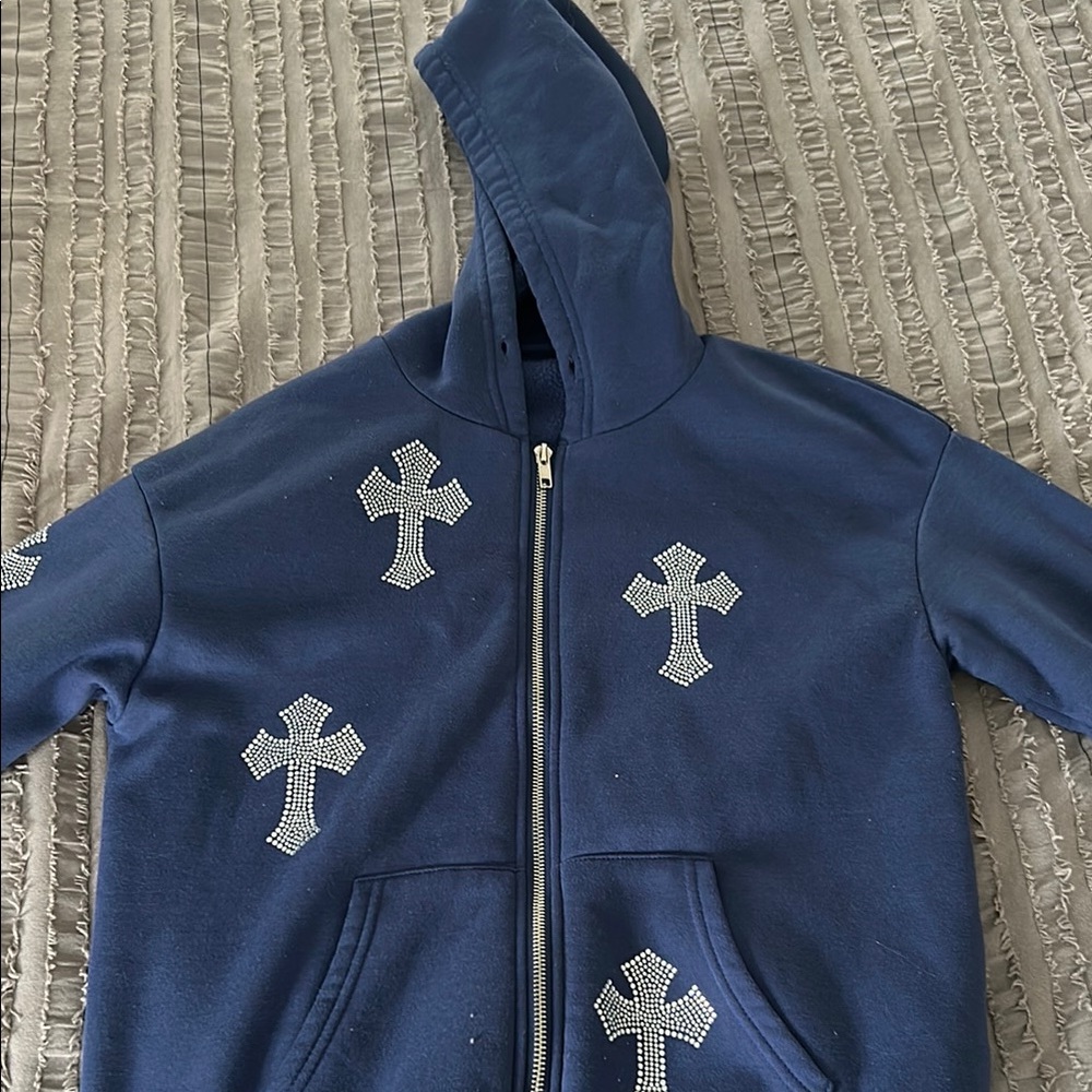 Blue Kids Hoodie with Cross Design